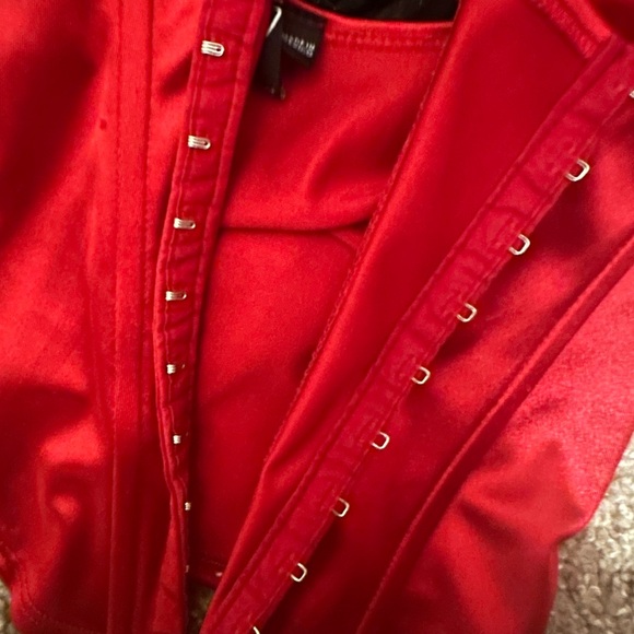 Windsor Red Cropped Corset Top - Picture 5 of 7